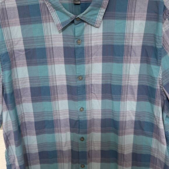 John Varvatos USA Mens Blue Plaided Short Sleeve Collared Button-Up Shirt XL - Picture 2 of 7